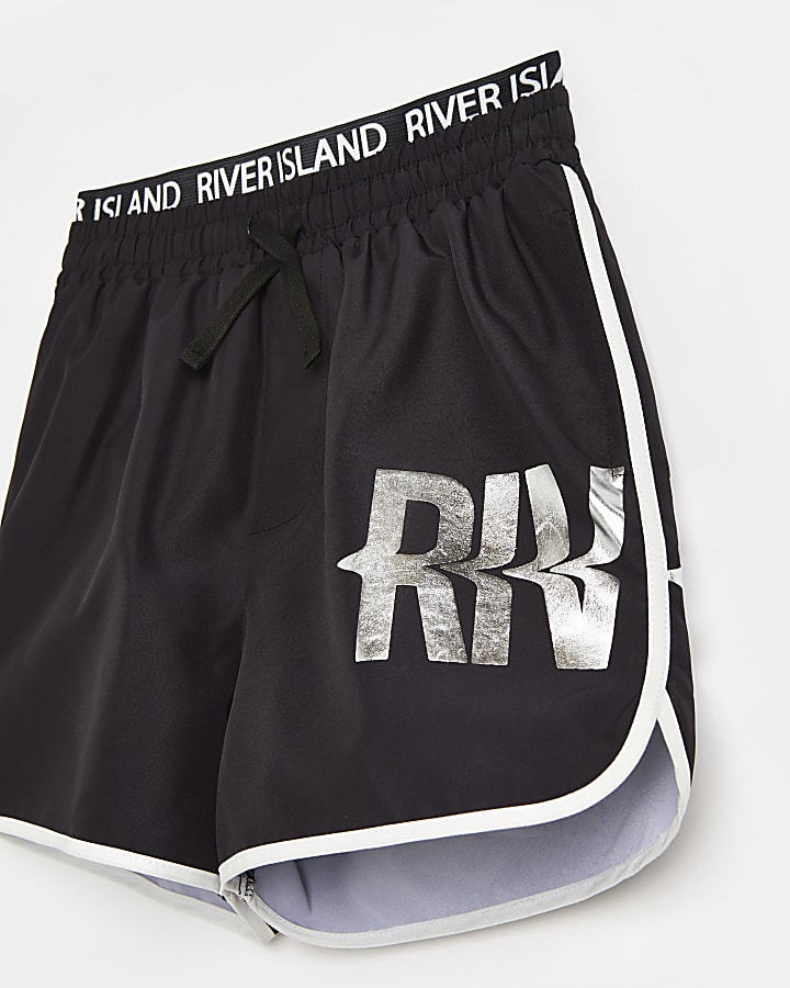 Boys black RI branded swim shorts