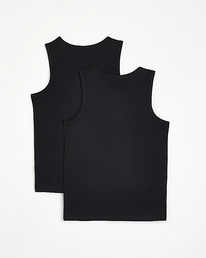 Boys black RI branded vest 2 pack