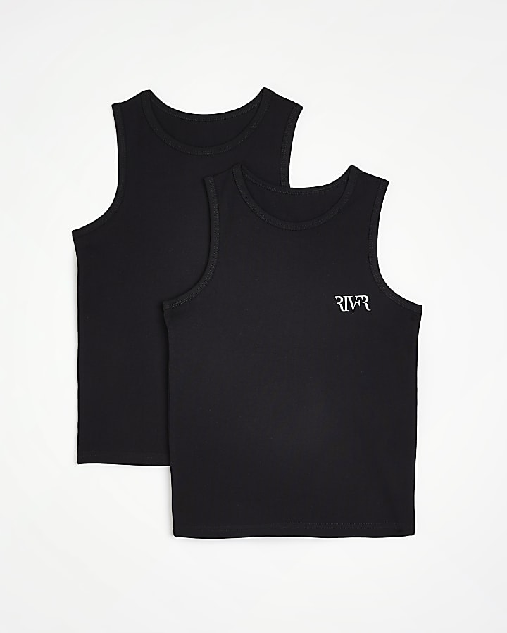 Boys black RI branded vest 2 pack