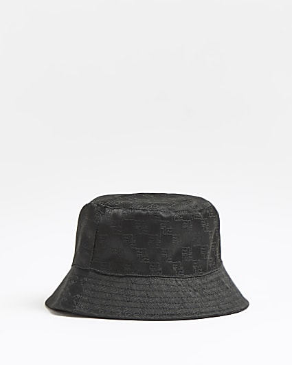 Boys black RI check jacquard bucket hat