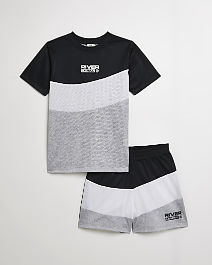 Boys black RI mesh t-shirt and shorts outfit