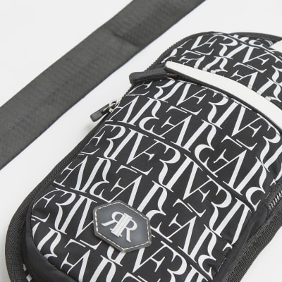 Boys black RI monogram phone pouch