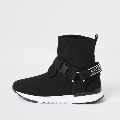 boys black velcro trainers