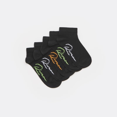 Boys black River trainer socks 5 pack River Island