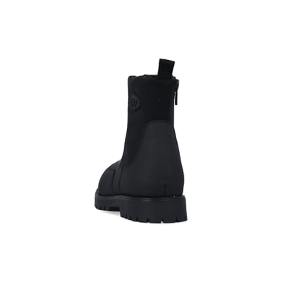 360 degree animation of product Boys Black Rubberised Zip Front Boots frame-8
