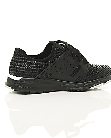 360 degree animation of product Boys black runner trainers frame-11