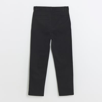 Boys black smart chino trousers River Island