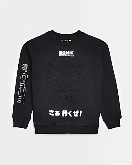 Boys Black Sonic Textured Sweatshirt