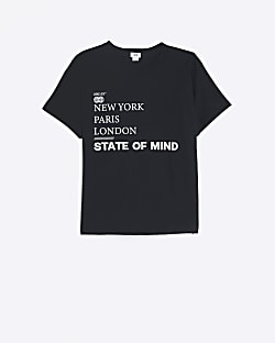 Boys black state of mind graphic t-shirt