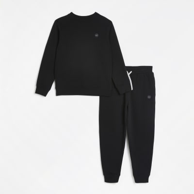 Boys Black Sweatshirt and Jogger Set River Island