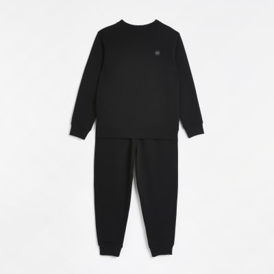 Boys Black Sweatshirt and Jogger Set | River Island