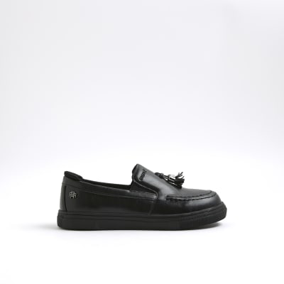 Boys Black Tassel Loafers