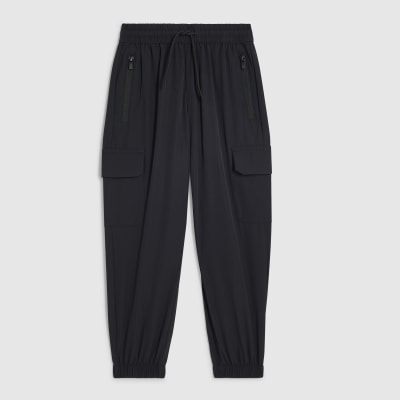 Boys Black Tech Pocket Cargo Trousers