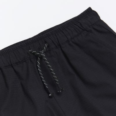 Boys black Textured Shirt and Shorts Set