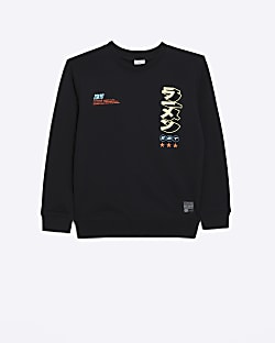 Boys black Tokyo graphic print sweatshirt