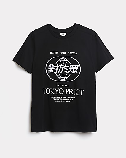 Boys black Tokyo print t-shirt