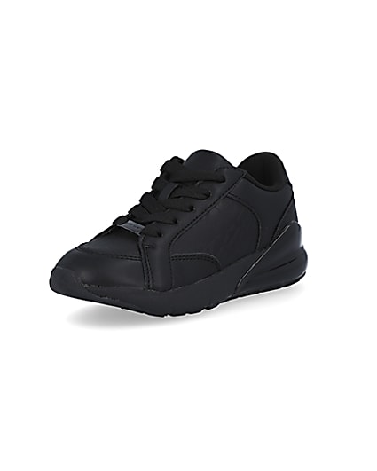 360 degree animation of product Boys black trainers frame-0