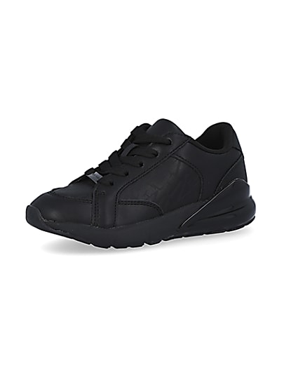 360 degree animation of product Boys black trainers frame-1
