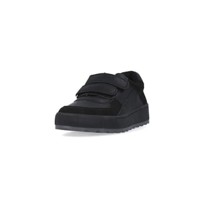 Boys black cheap velcro trainers