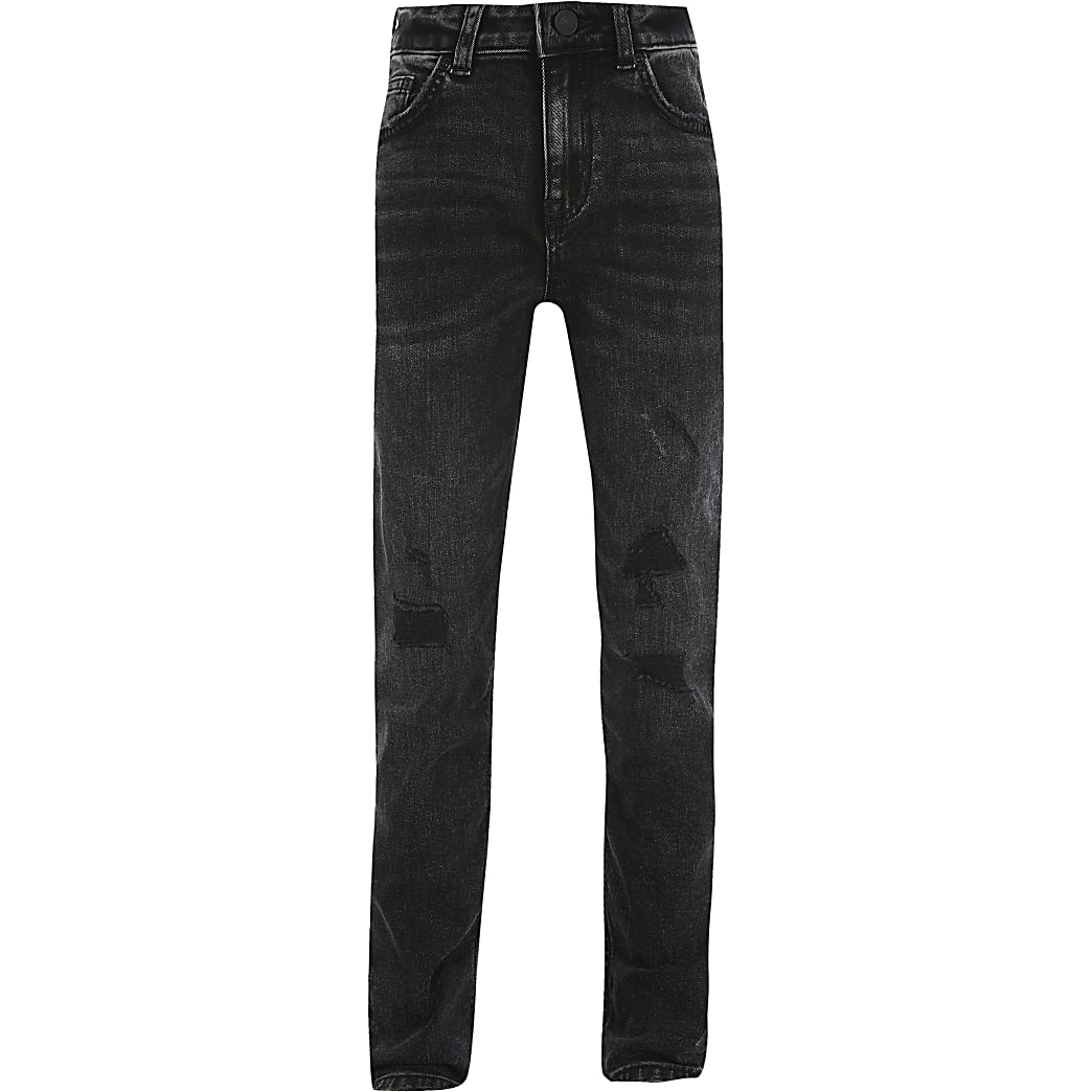 Boys black washed regular fit Jeans | River Island