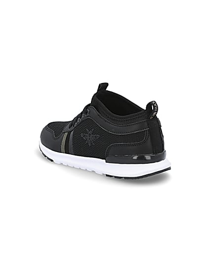 360 degree animation of product Boys black wasp runner trainers frame-6