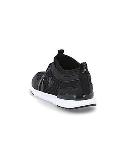 360 degree animation of product Boys black wasp runner trainers frame-7