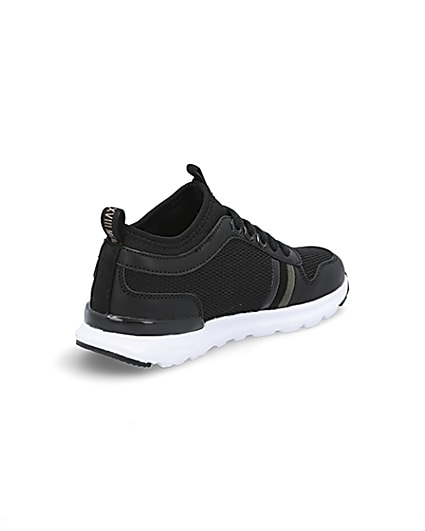 360 degree animation of product Boys black wasp runner trainers frame-12