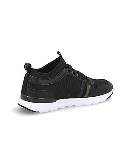 360 degree animation of product Boys black wasp runner trainers frame-13