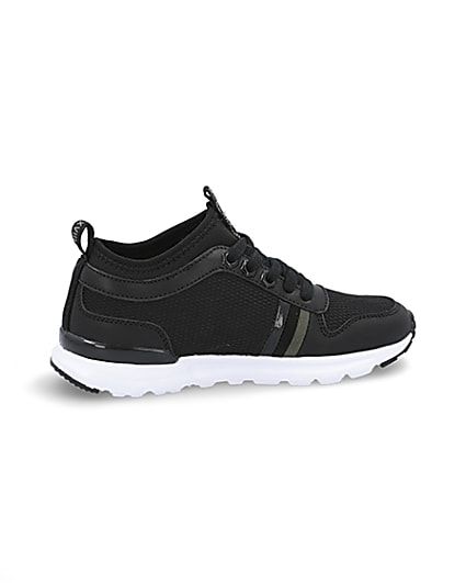 360 degree animation of product Boys black wasp runner trainers frame-14