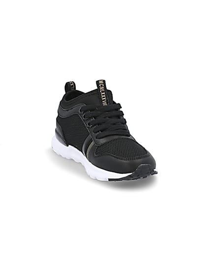 360 degree animation of product Boys black wasp runner trainers frame-19