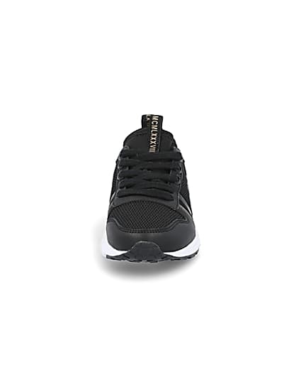 360 degree animation of product Boys black wasp runner trainers frame-21