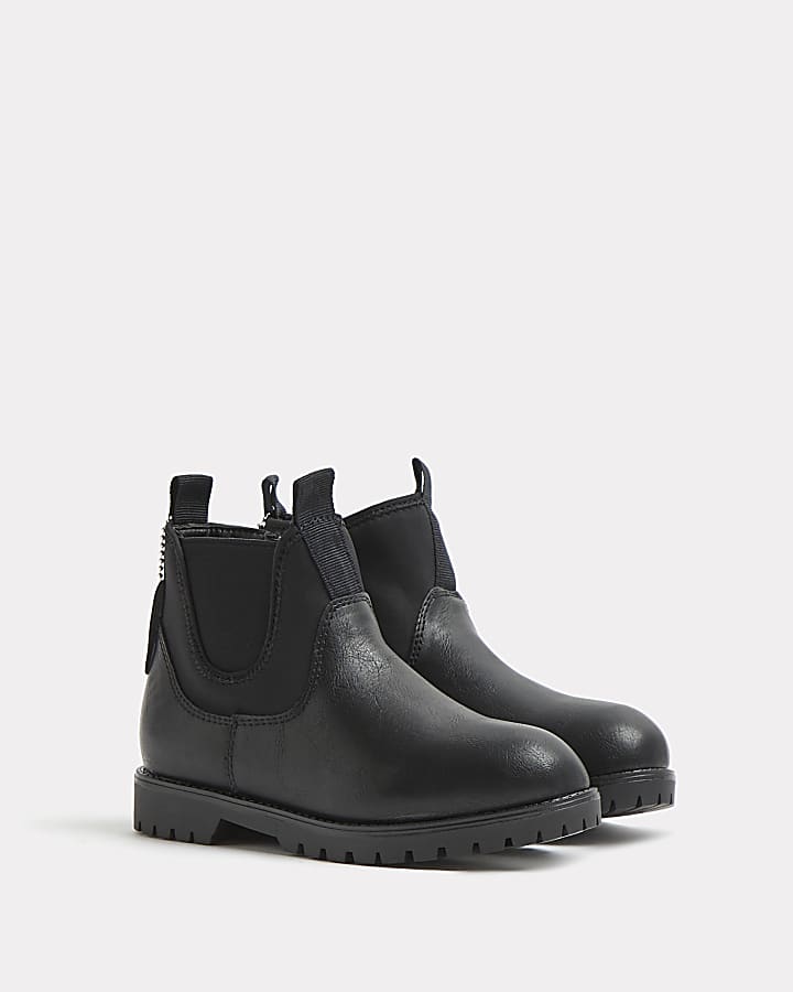 Boys black wide fit chelsea boots