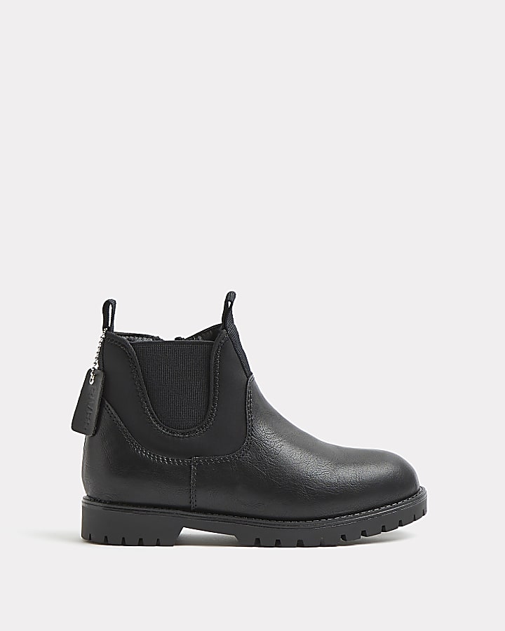 Boys black wide fit chelsea boots