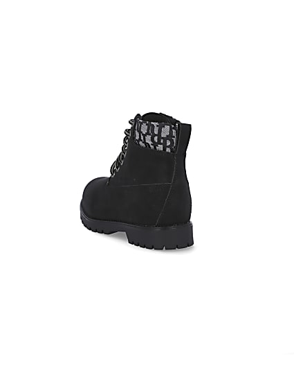 360 degree animation of product Boys black wide fit RI jacquard ankle boots frame-7