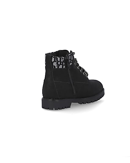 360 degree animation of product Boys black wide fit RI jacquard ankle boots frame-12