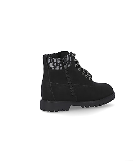 360 degree animation of product Boys black wide fit RI jacquard ankle boots frame-13