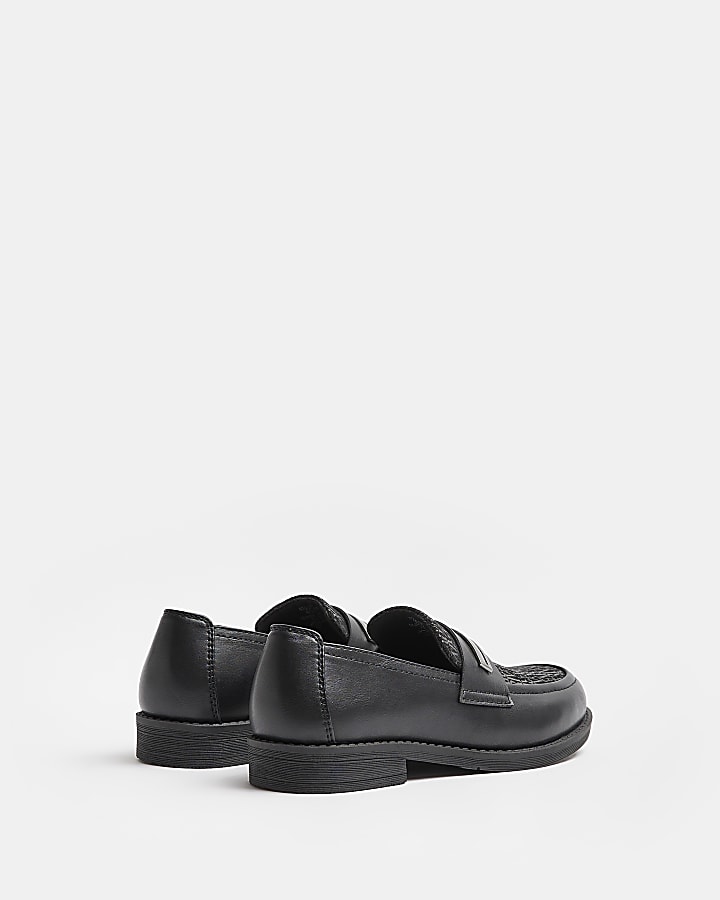 Boys black wide fit Snaffle Loafers