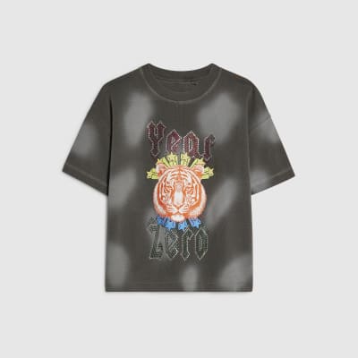 Boys Black Year Zero Tiger Graphic T-Shirt