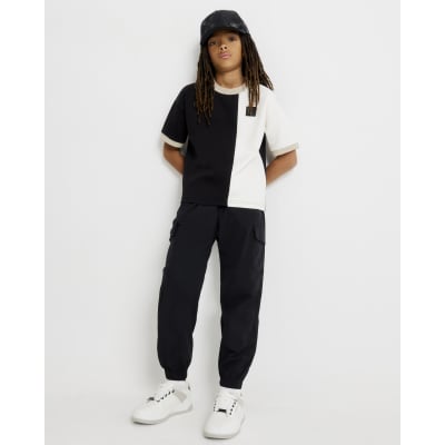 Boys Black Zip Cargo Trousers