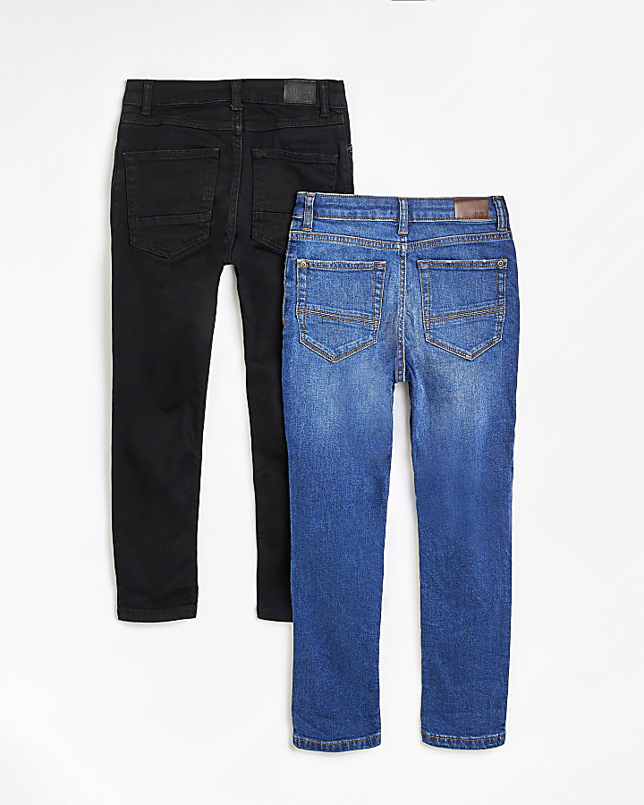 Boys blue and black skinny jeans 2 pack