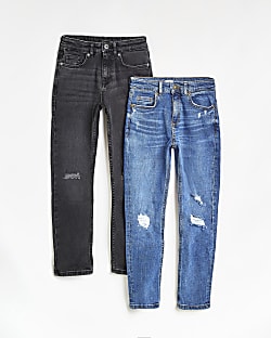 Boys blue and black slim fit jeans 2 pack