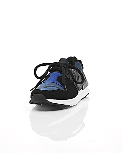 360 degree animation of product Boys blue camo insert runner trainers frame-2