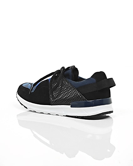 360 degree animation of product Boys blue camo insert runner trainers frame-19