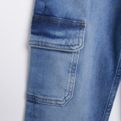 Boys Blue Denim Cargo Pocket Skinny Jeans