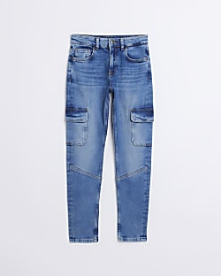 Boys Blue Denim Cargo Pocket Skinny Jeans