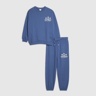 Boys Blue Embossed Sweatshirt & Joggers Set