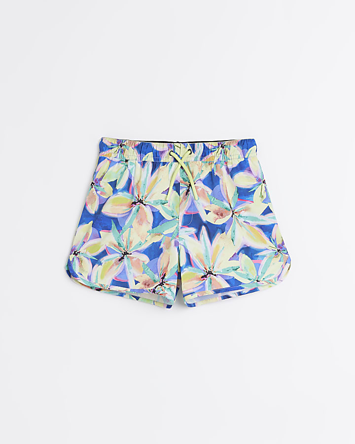 Boys Blue Floral Swim Shorts