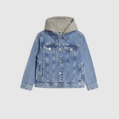 Boys Blue Hooded Denim Jacket