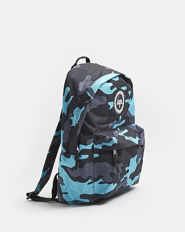 Boys blue Hype camo print backpack