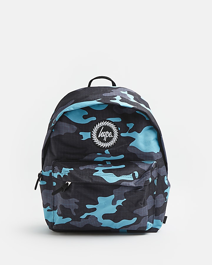 Boys blue Hype camo print backpack